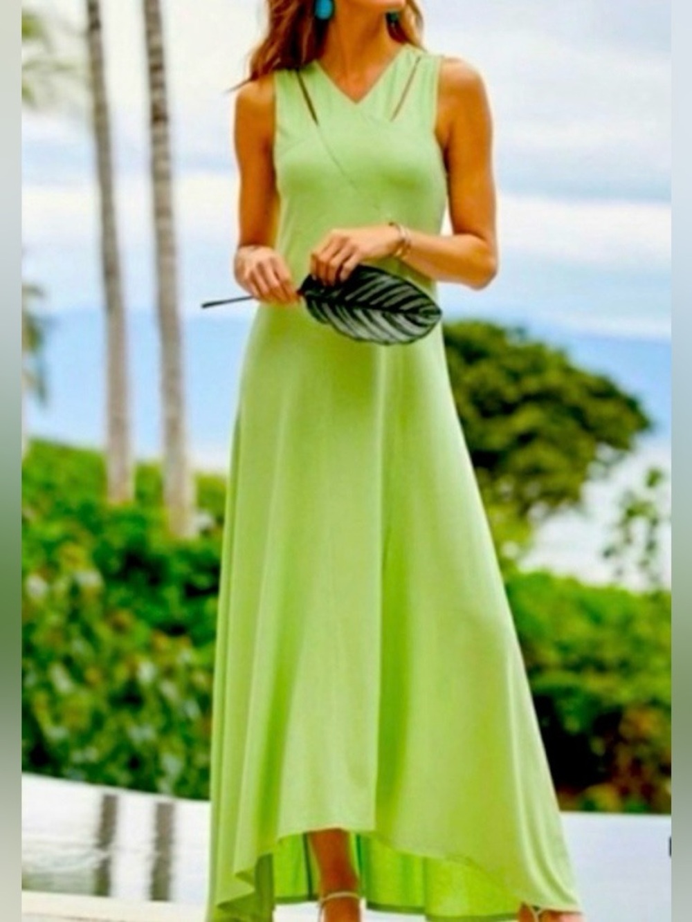 Soft Surroundings Duvall Maxi Dress in Lime Green